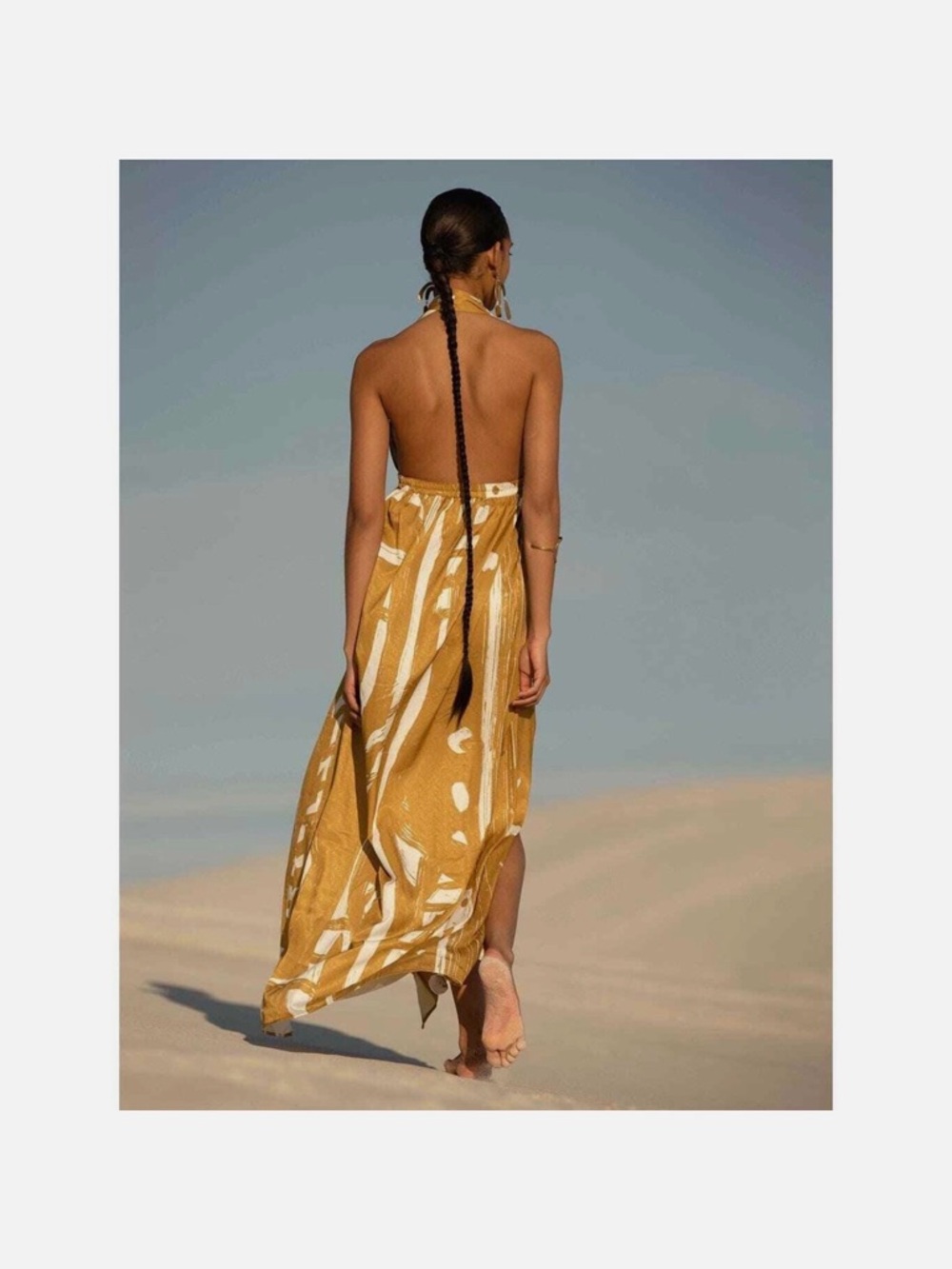 Diarrablu Mustard and White Abstract Wrap Maxi Dress